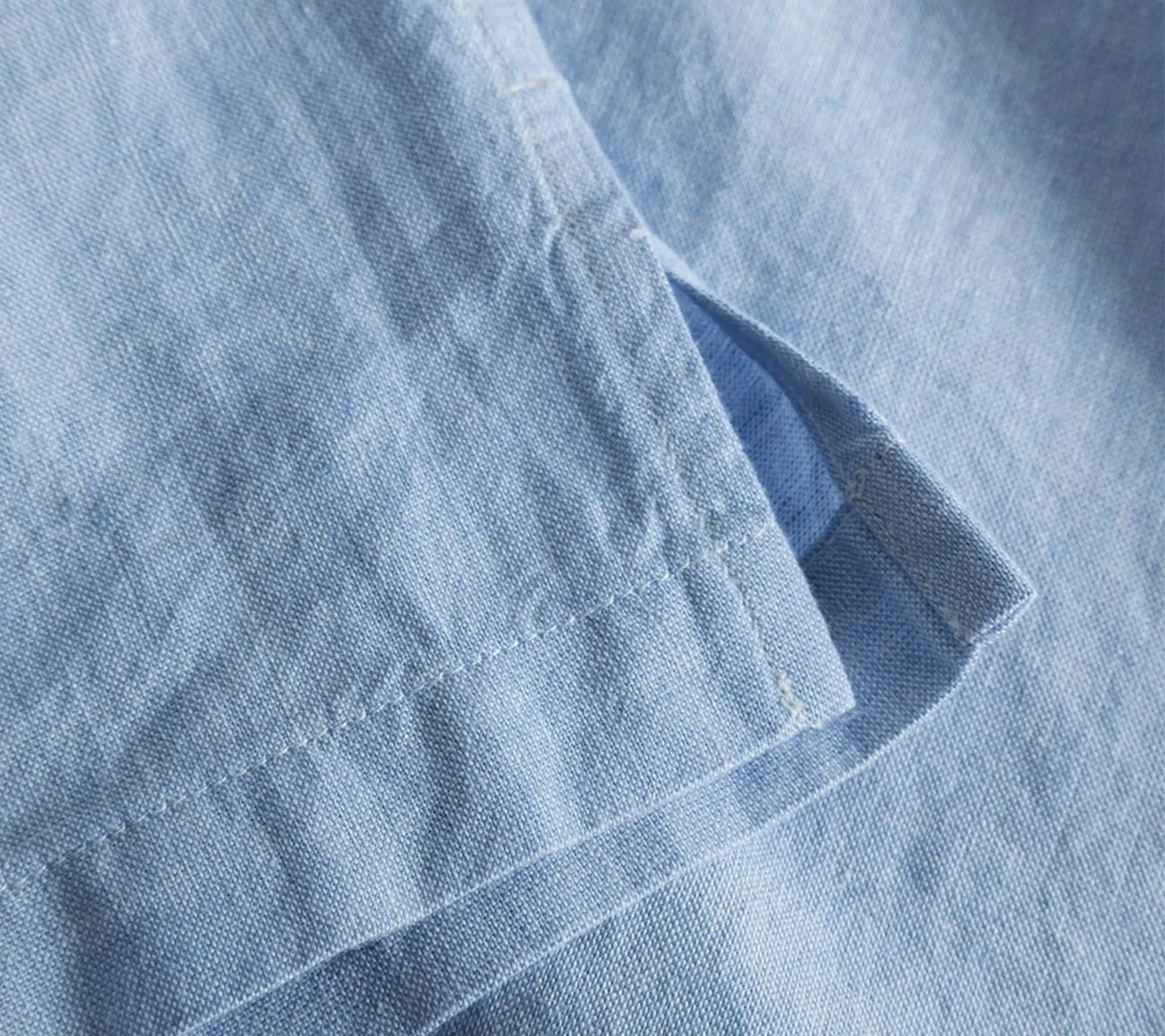 Ivan Relaxed Cotton Linen SS Shirt | Pale Blue