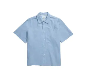 Ivan Relaxed Cotton Linen SS Shirt | Pale Blue