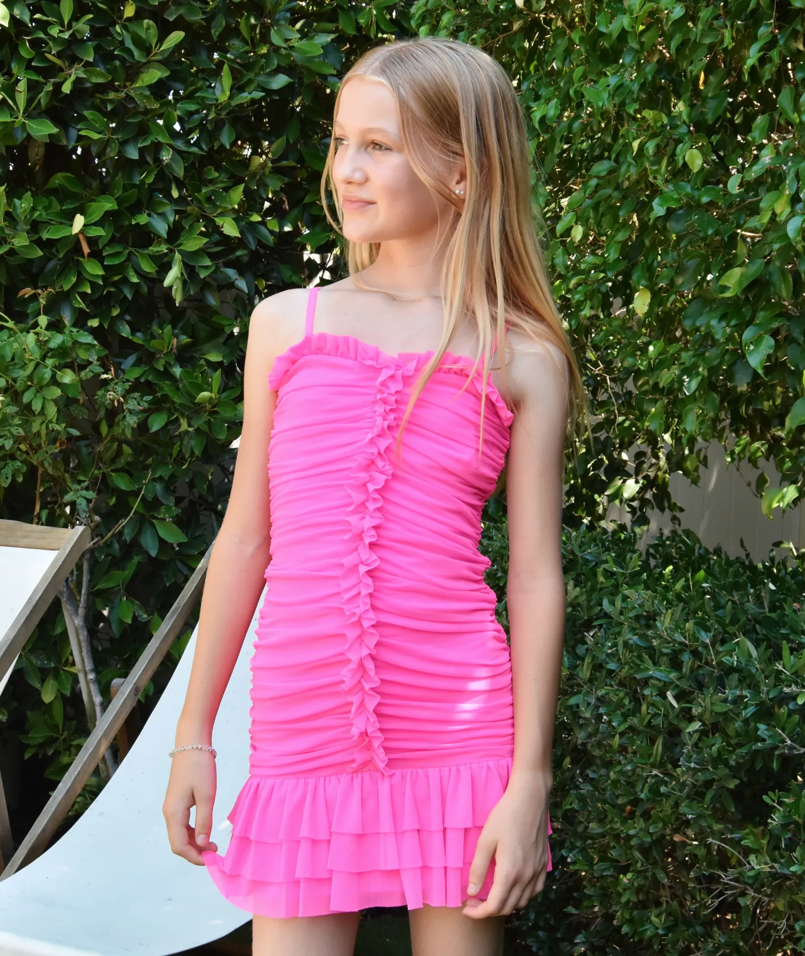 Katie J NYC Girls Mesh Ruffle Bobbi Dress