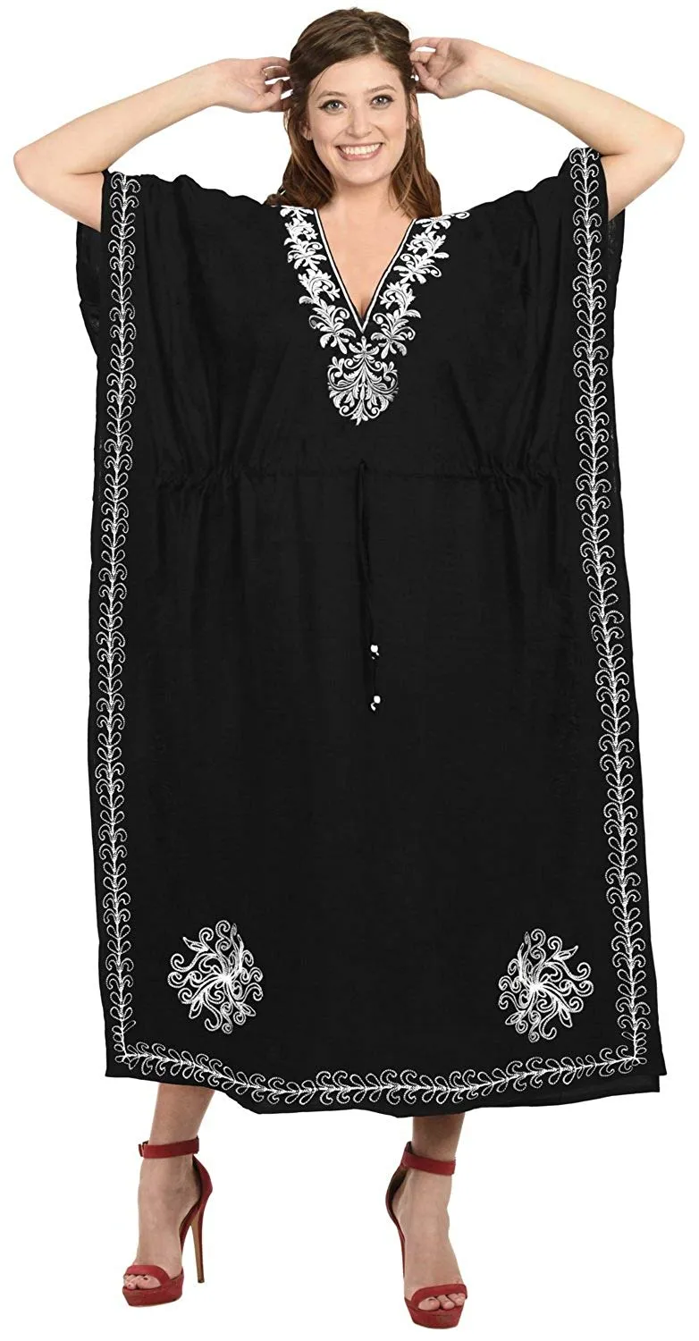 Ladies Rayon Embroidered Swimwear Swimsuit Beachwear Dress Long Kaftan Bikini