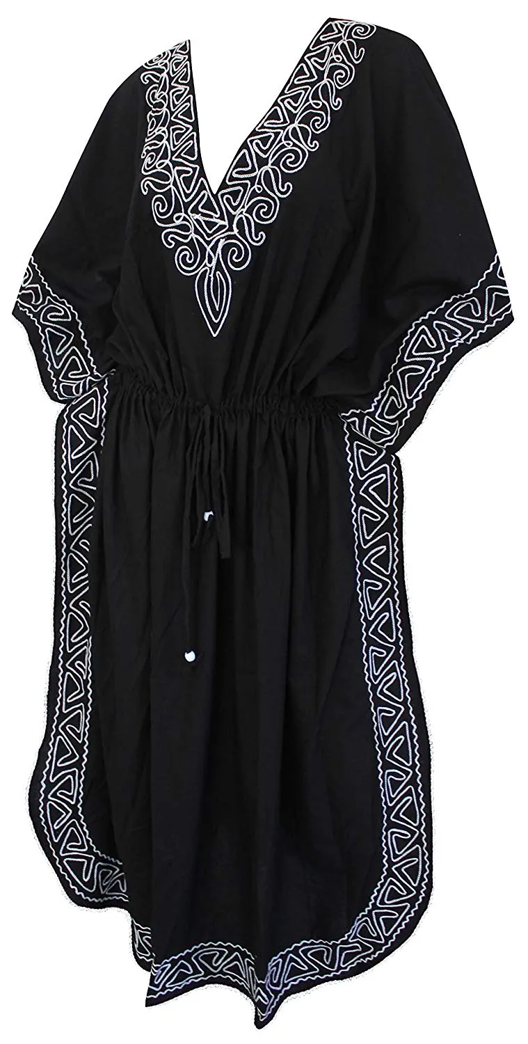 Ladies Rayon Embroidered Swimwear Swimsuit Beachwear Dress Long Kaftan Bikini