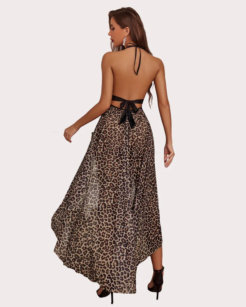 Leopard Deep V Neck Nightwear