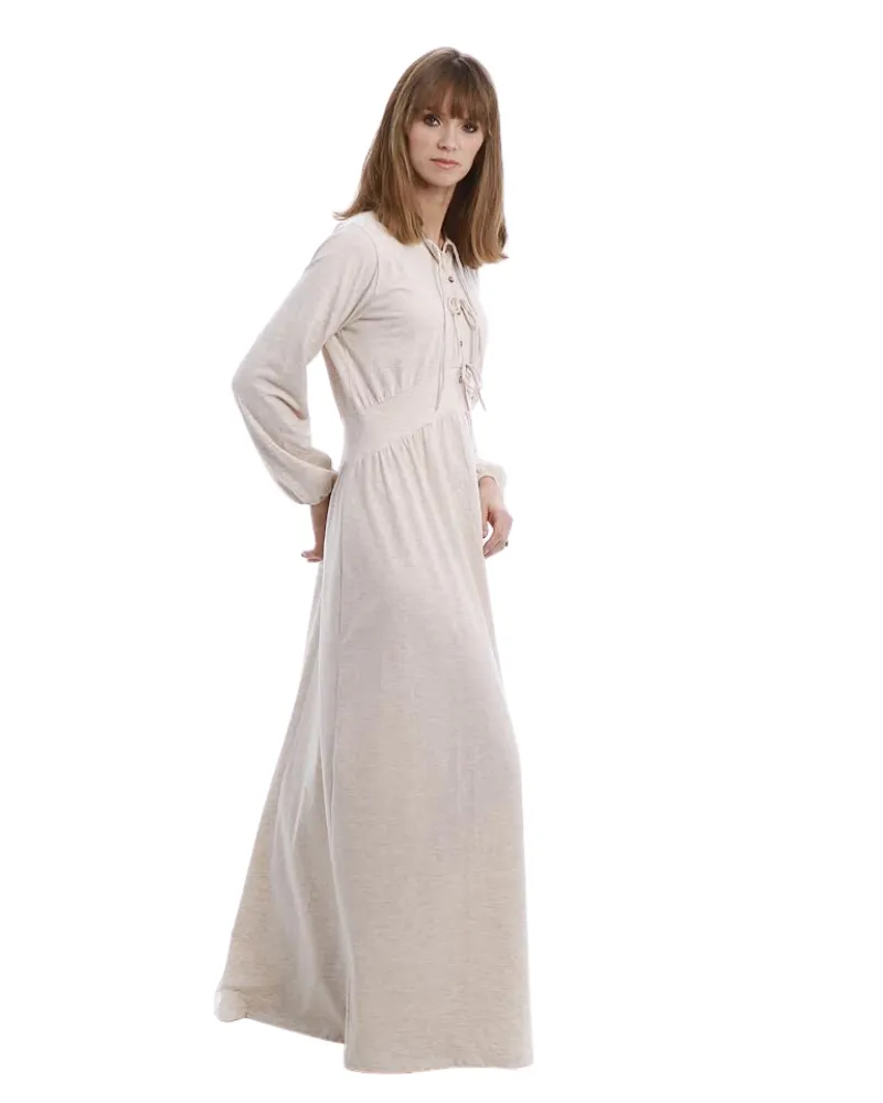 Lotte Morning Grey Bow Button Down Modal Nightgown