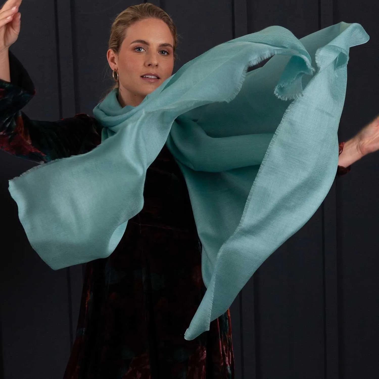 Luxe Merino Silk Shawl Duck Egg Green