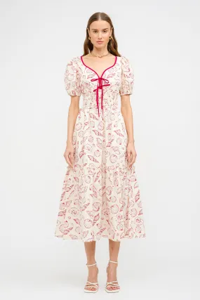 Marceline Printed Midi Dress with Puff Sleeves