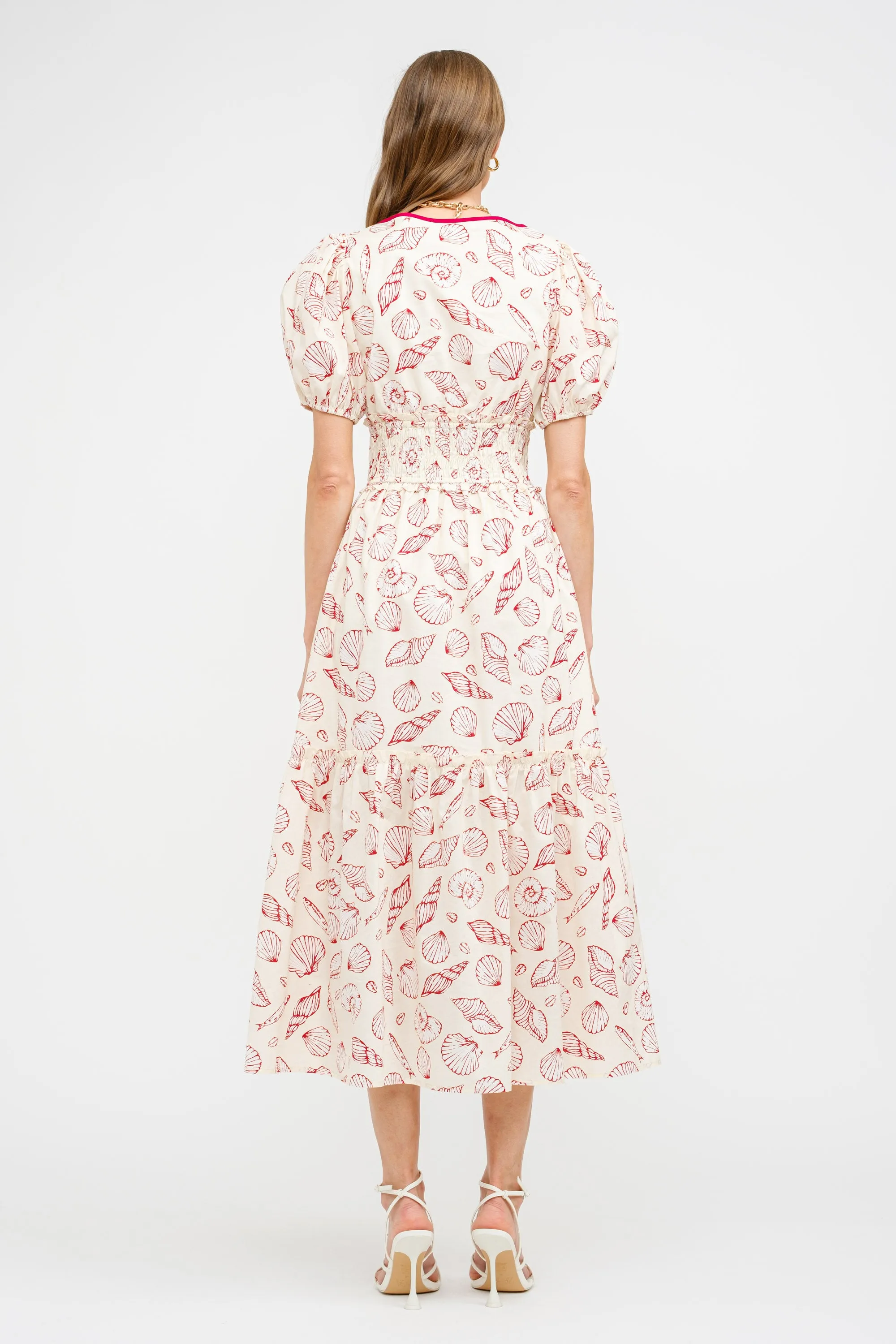 Marceline Printed Midi Dress with Puff Sleeves