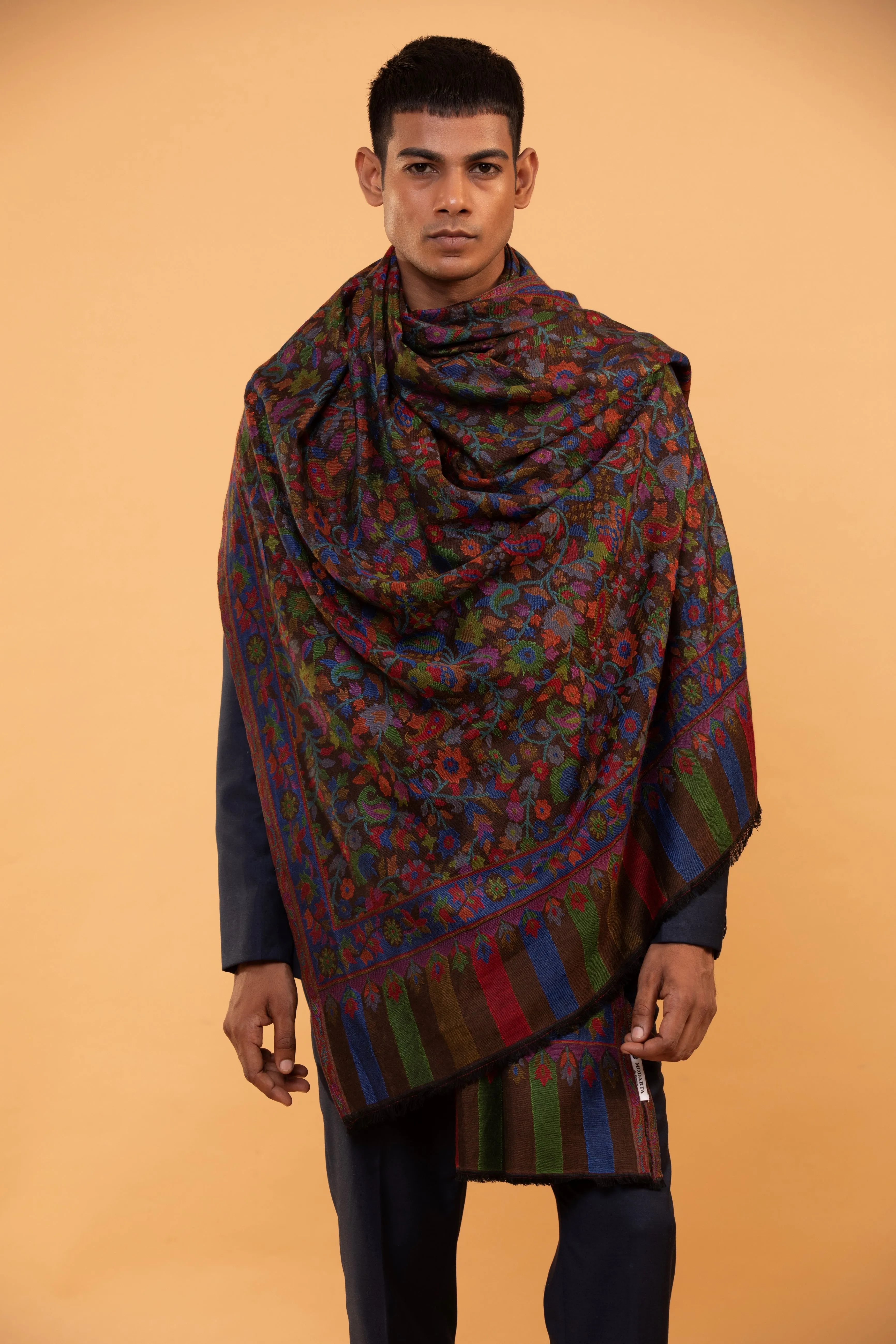 Men’s Fine Wool Ethnic Weave Stole - Soft and Warm