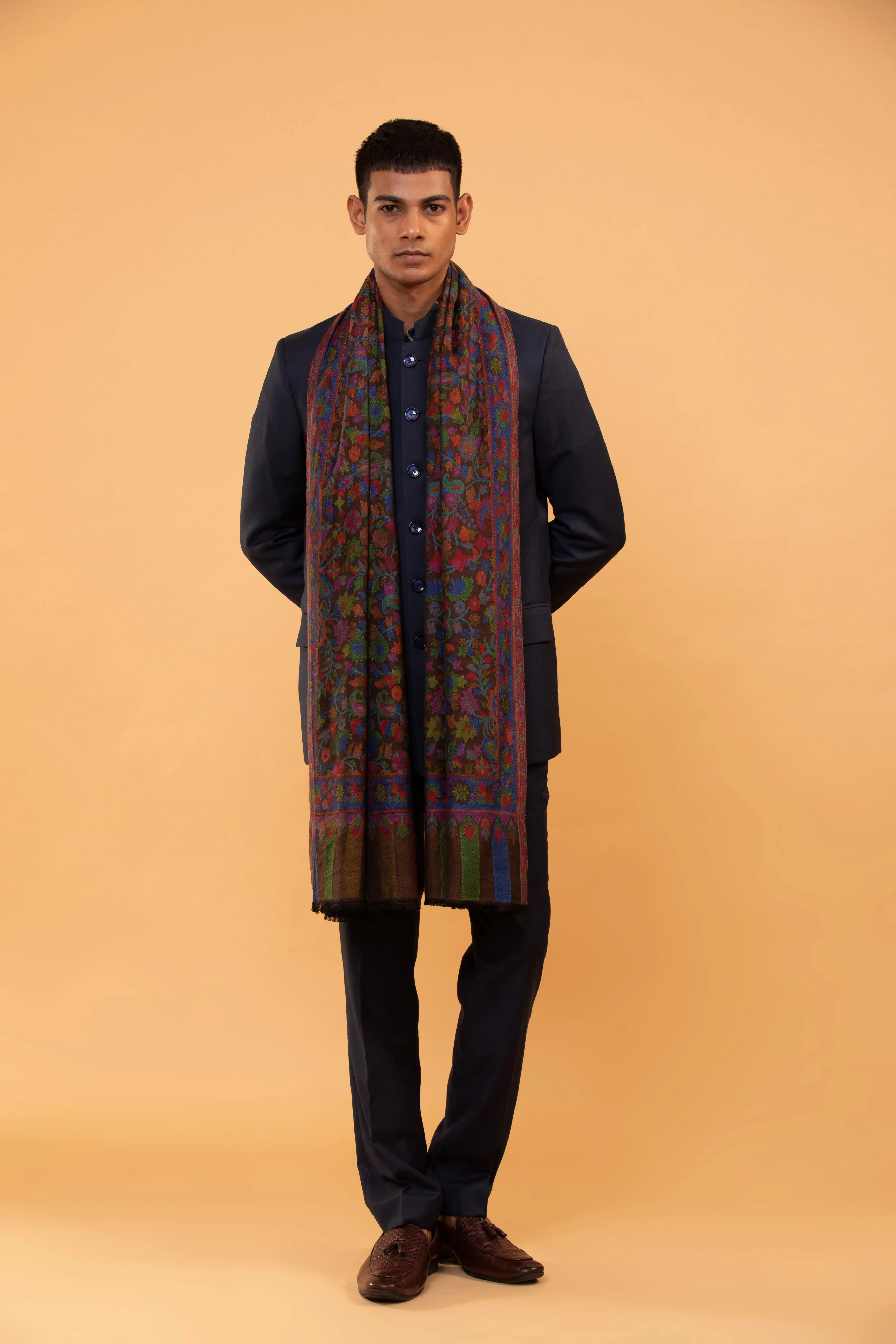 Men’s Fine Wool Ethnic Weave Stole - Soft and Warm