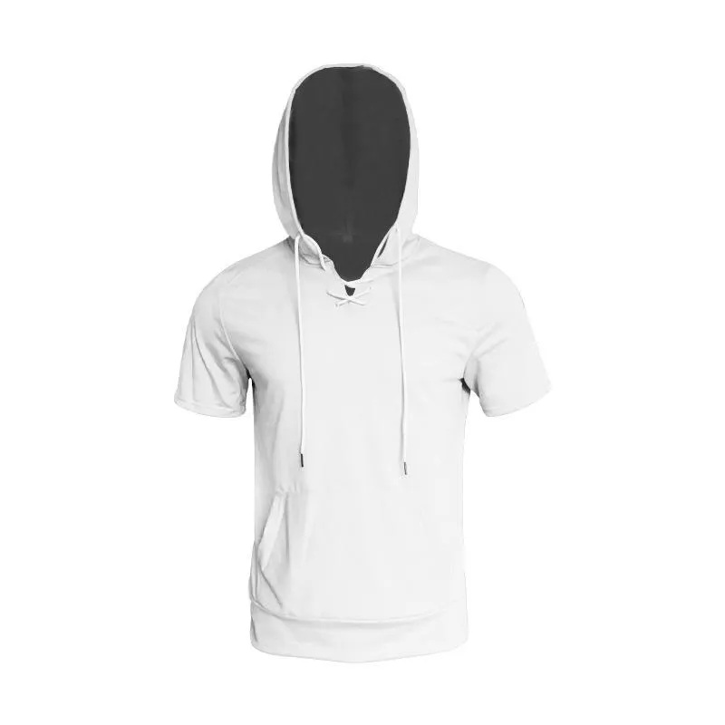 Men's Loose Casual Hooded Short Sleeve T-Shirt 07218528YM