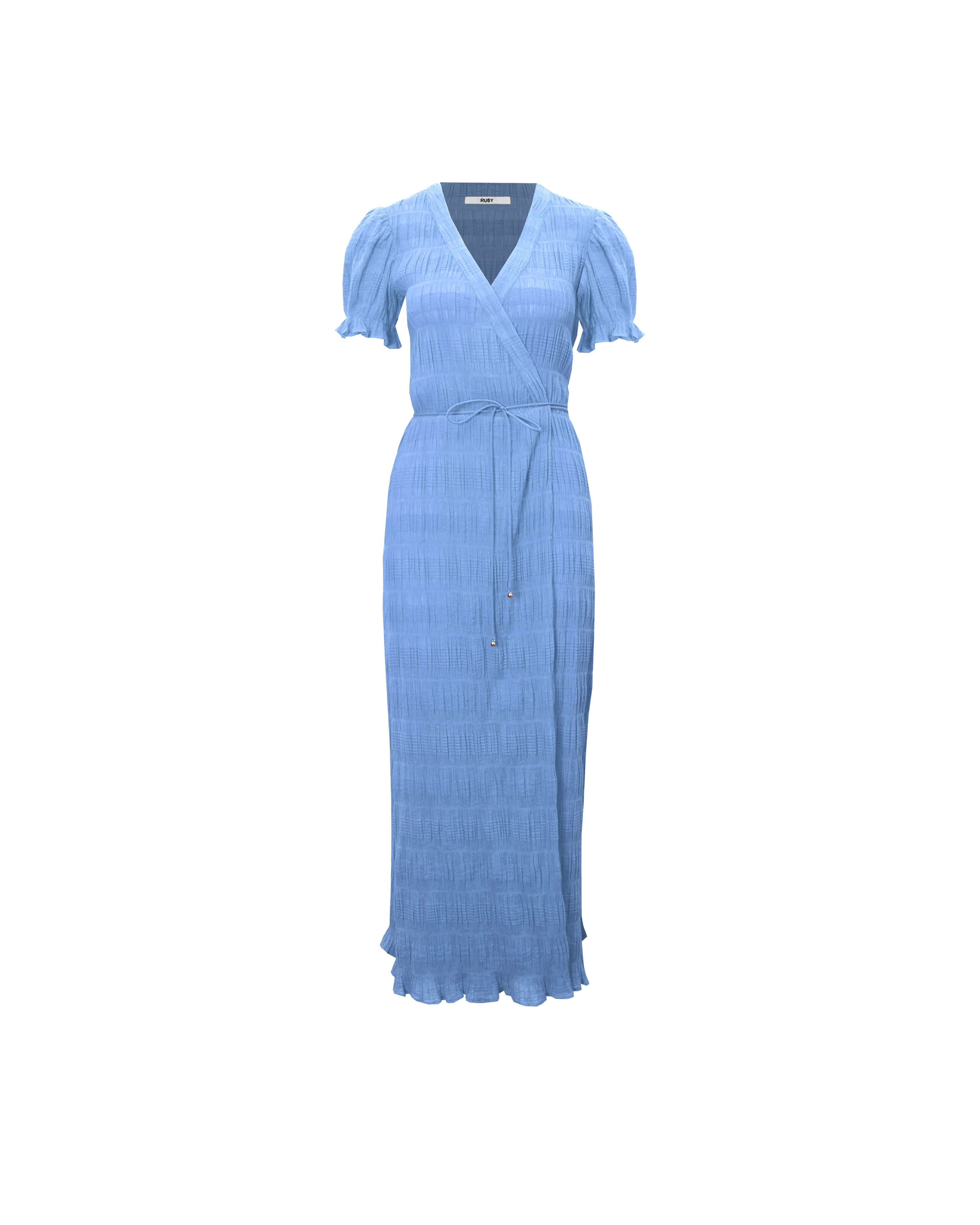 MIRELLA SHORT SLEEVE WRAP DRESS CORNFLOWER