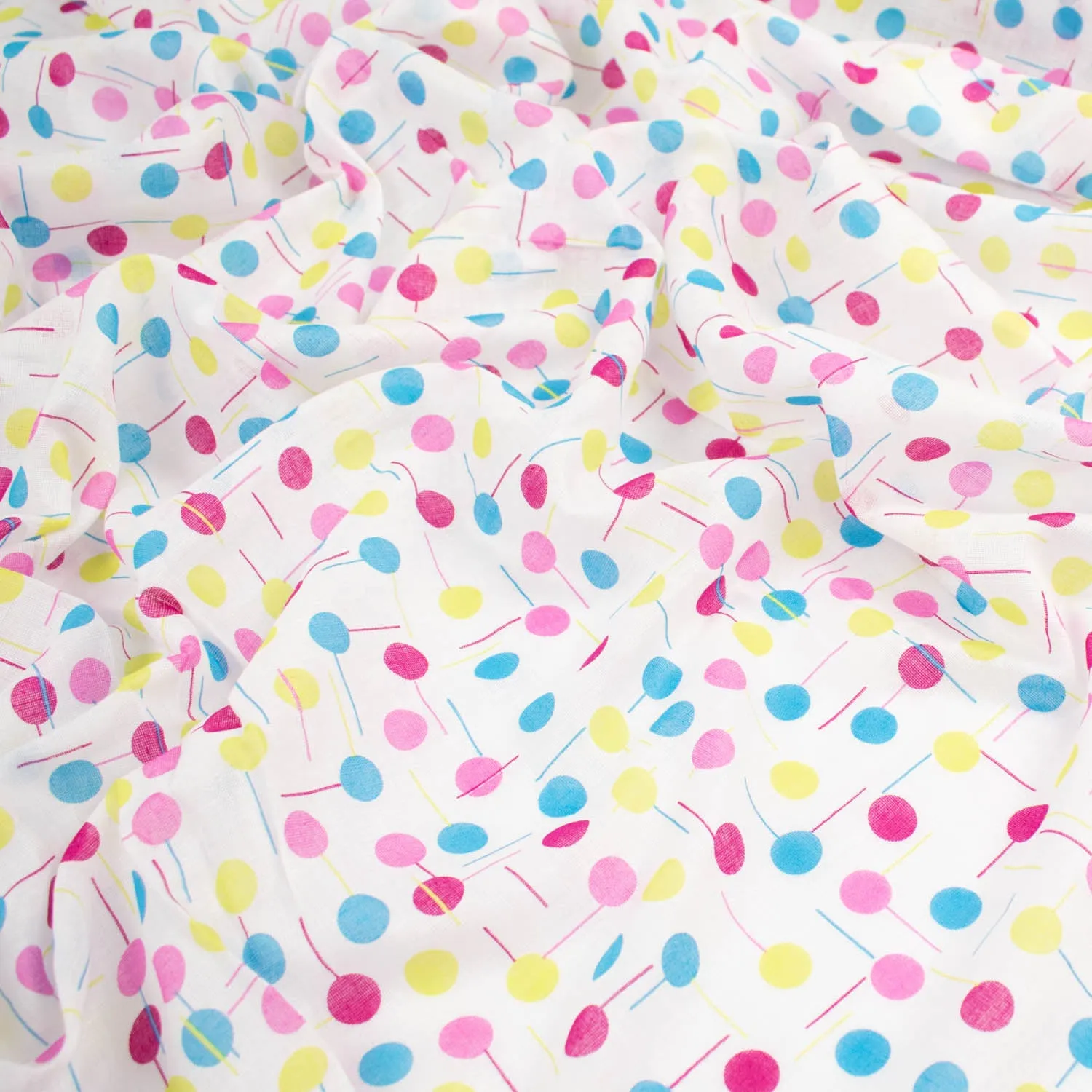 Multi-Color Dots Poly Printed Voile