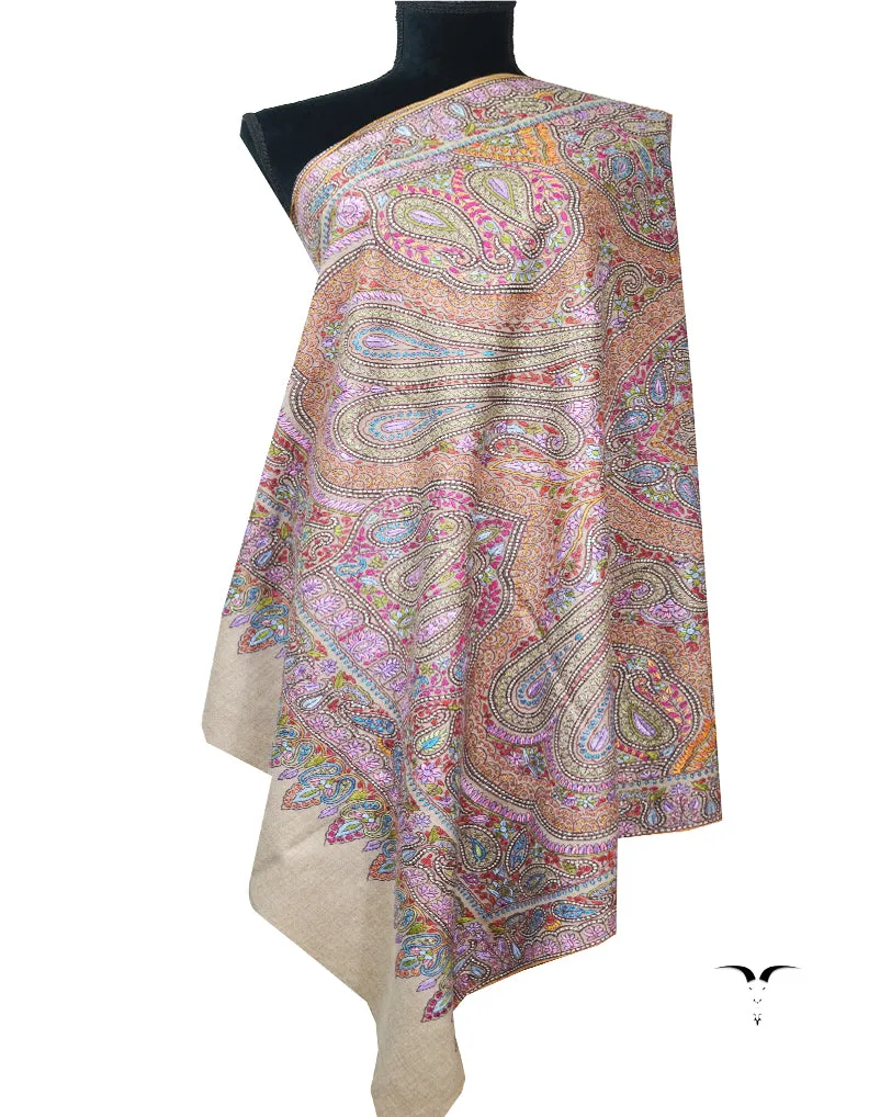 natural embroidery pashmina shawl 7981