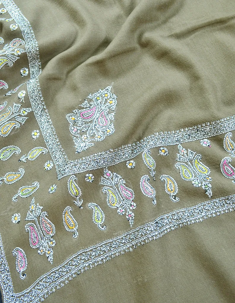 natural tilla embroidery pashmina shawl 7985