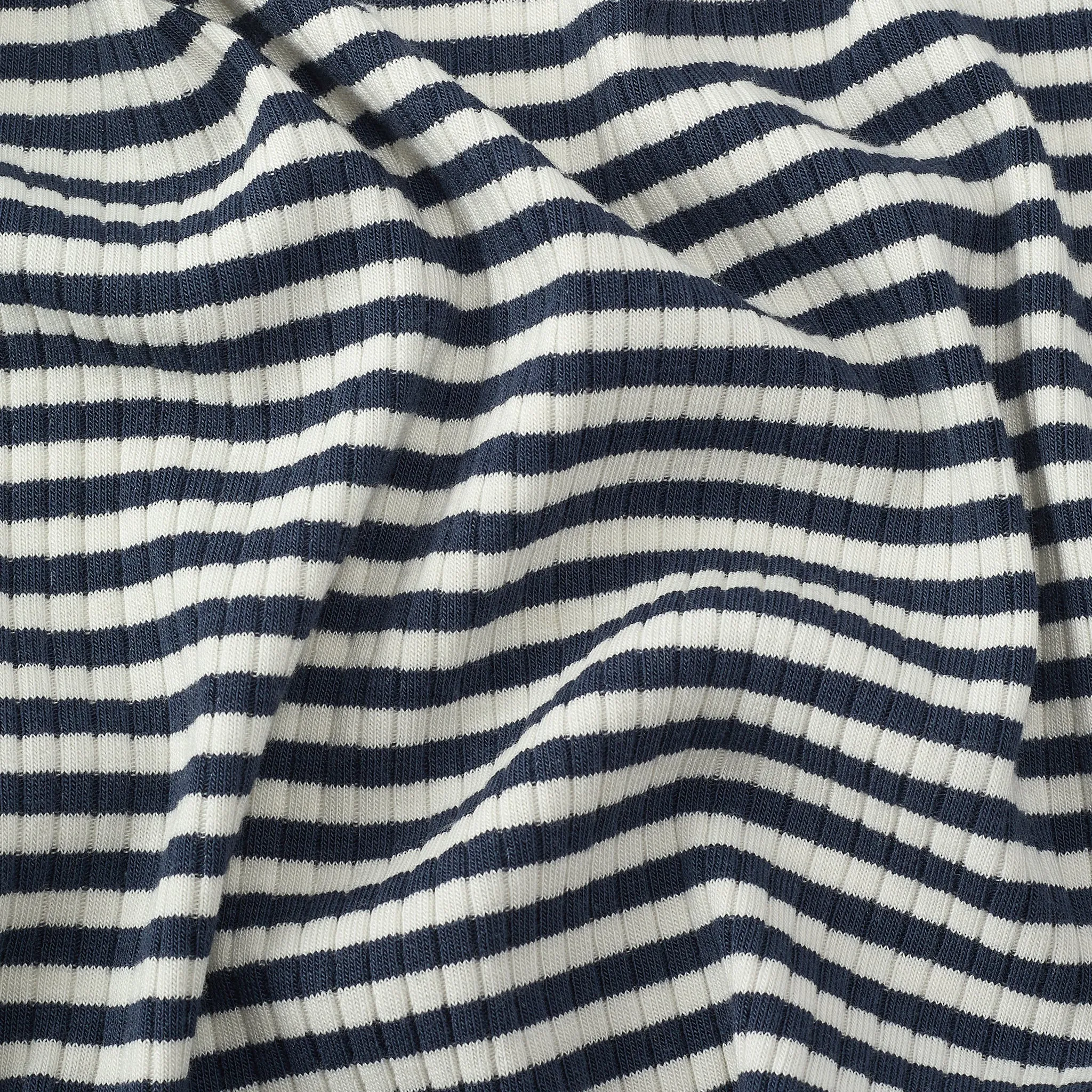 Navy Stripe Ribbed Clever Zip Snug Fit Pajamas