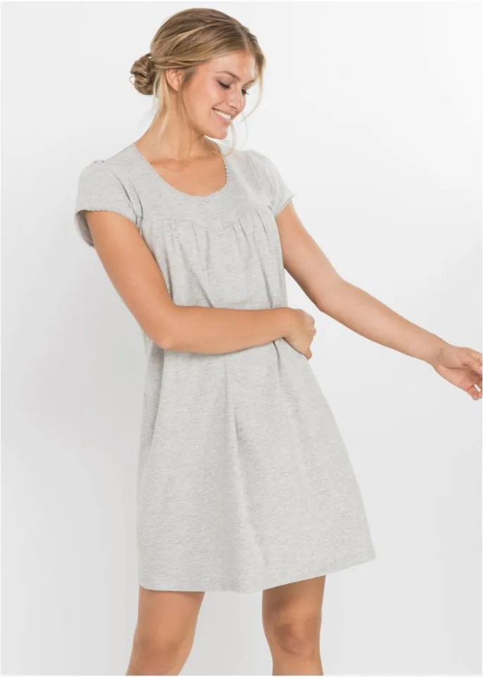 Nightgown for nursing mothers made of natural cotton bpc bonprix collection, gray