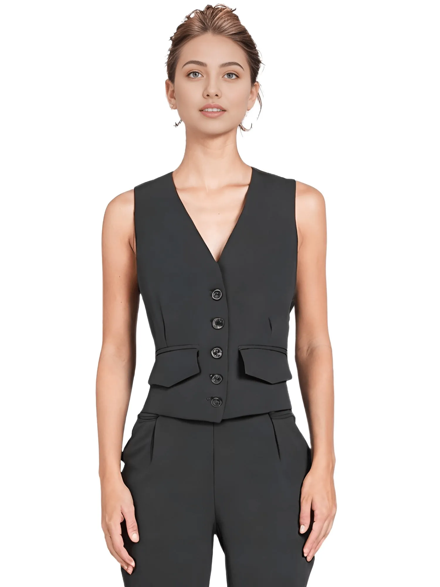 Office Chic Backless V-Neck Women's Halter Crop Vest