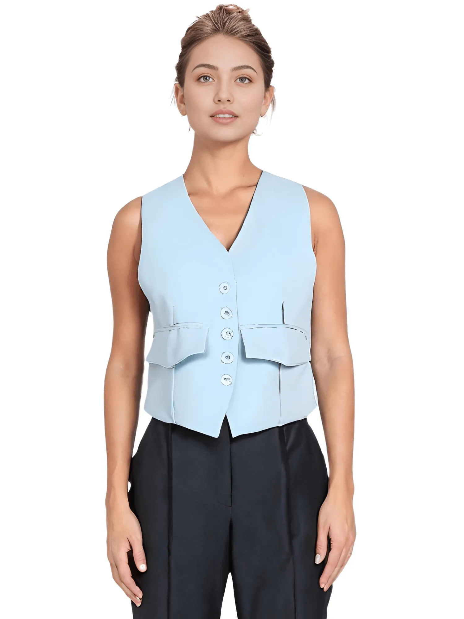 Office Chic Backless V-Neck Women's Halter Crop Vest