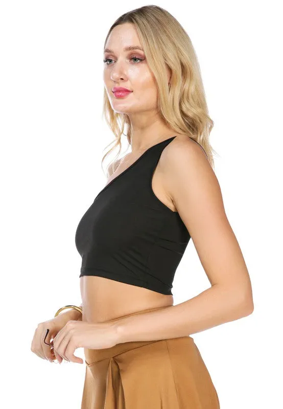 One Shoulder Knitted Crop Top