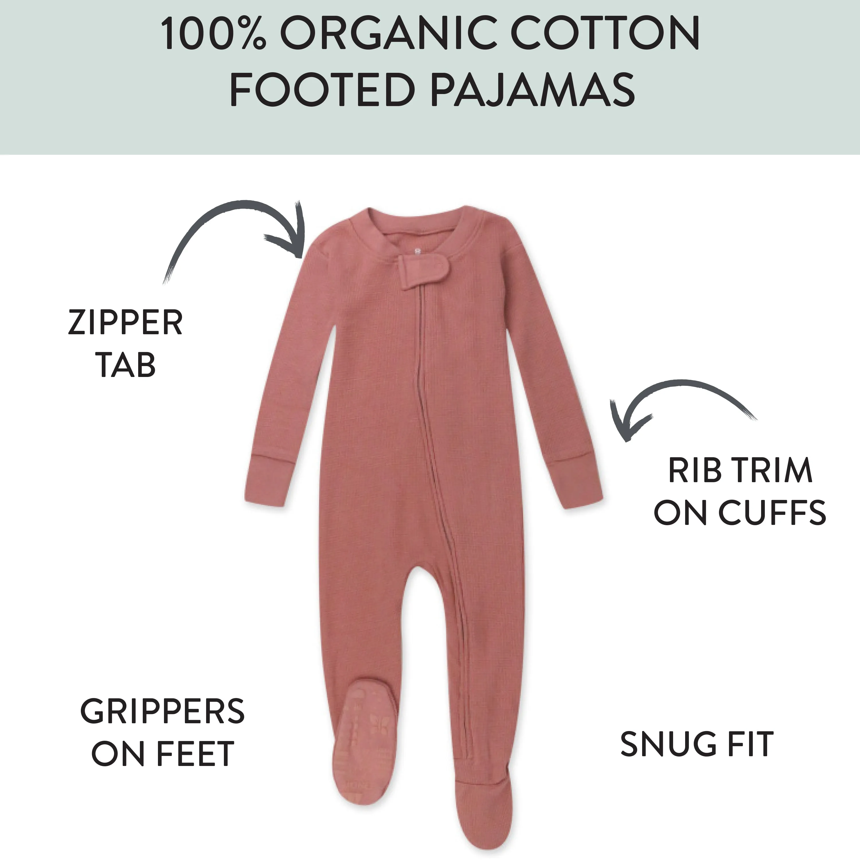 Organic Cotton Waffle Snug-Fit Footed Pajamas