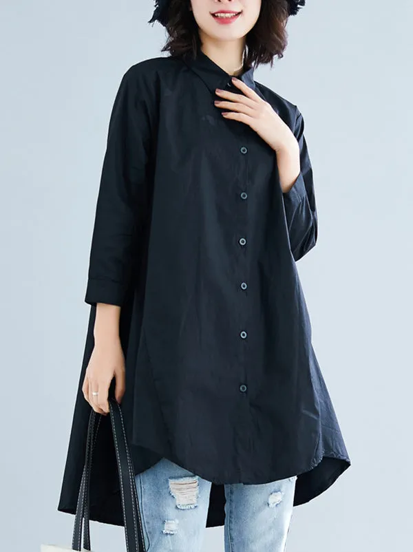 Original Irregularity Solid Blouses&Shirts