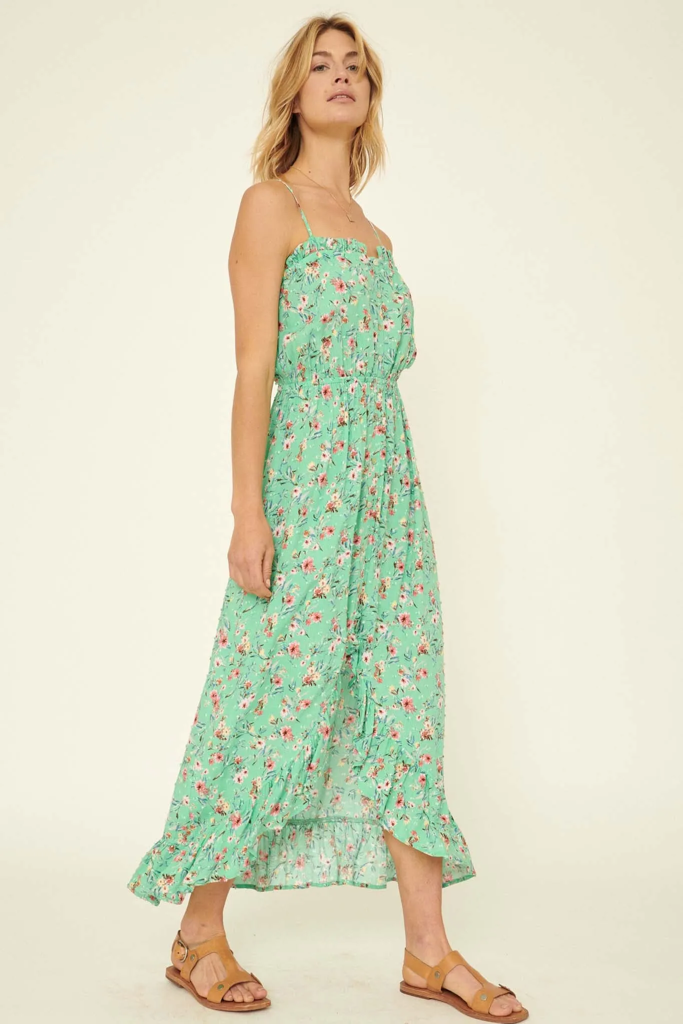 Playful Petals Ruffled Floral Maxi Sundress