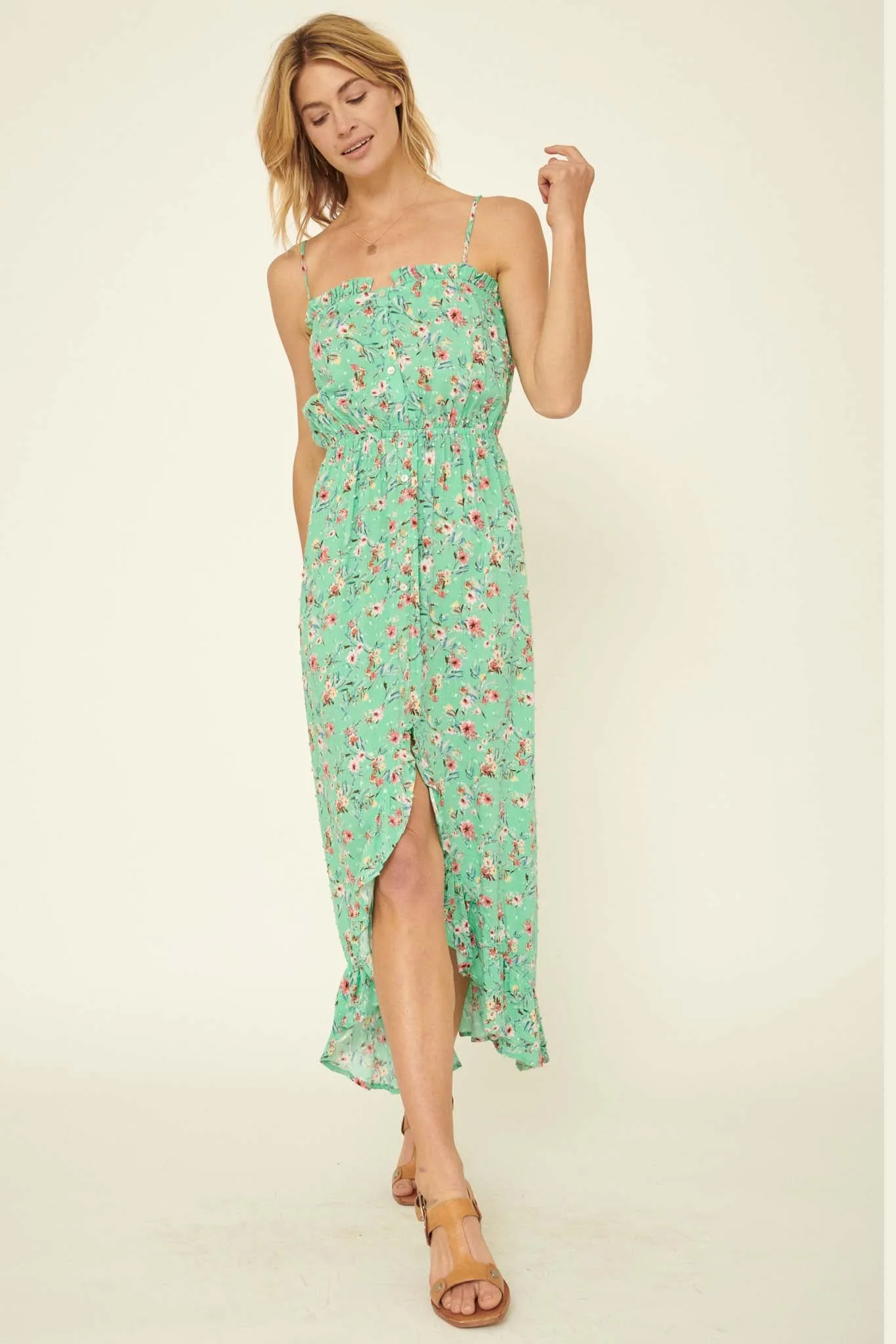 Playful Petals Ruffled Floral Maxi Sundress