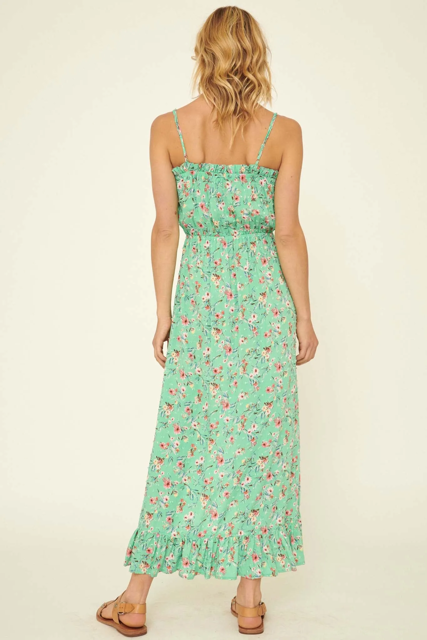 Playful Petals Ruffled Floral Maxi Sundress