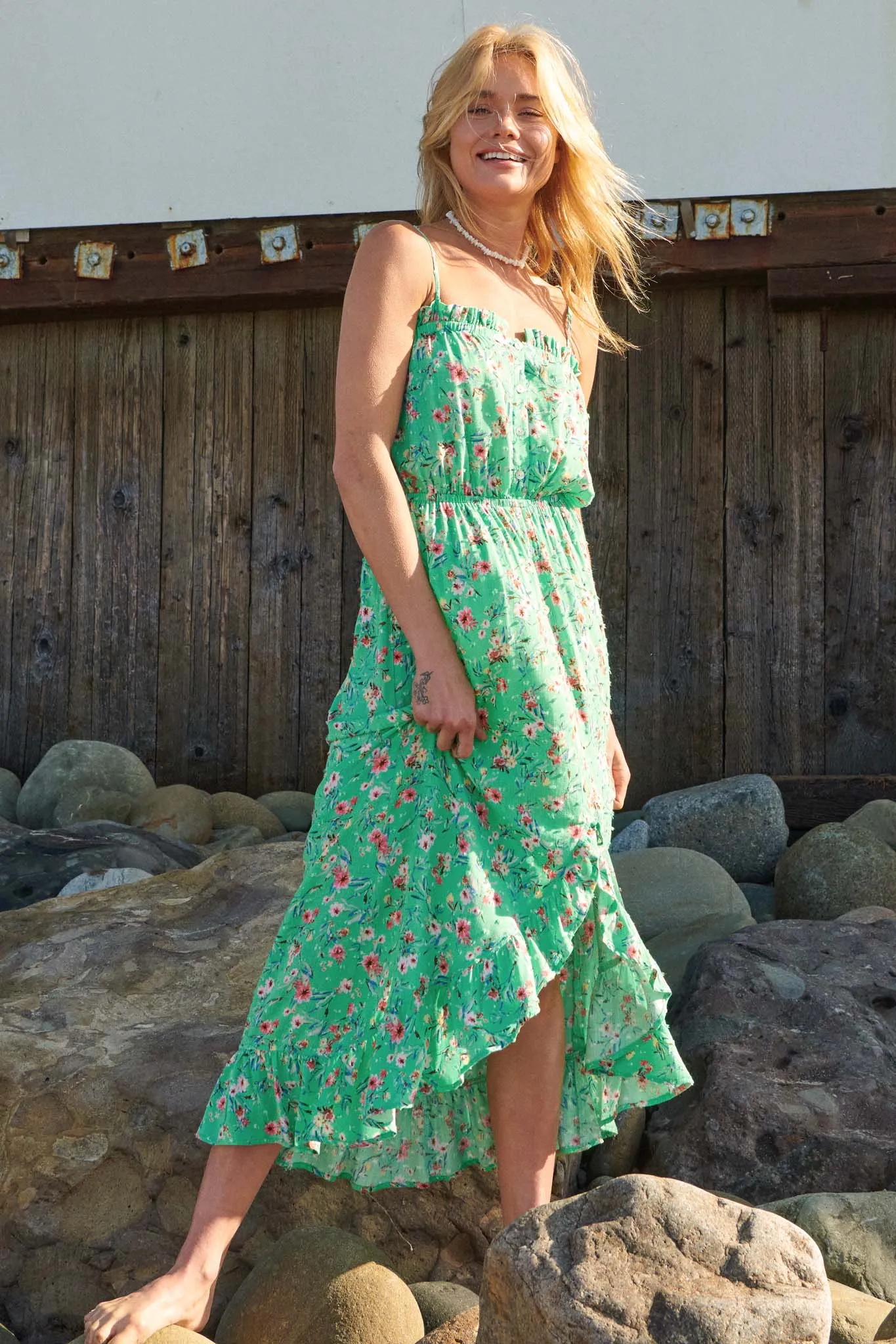 Playful Petals Ruffled Floral Maxi Sundress