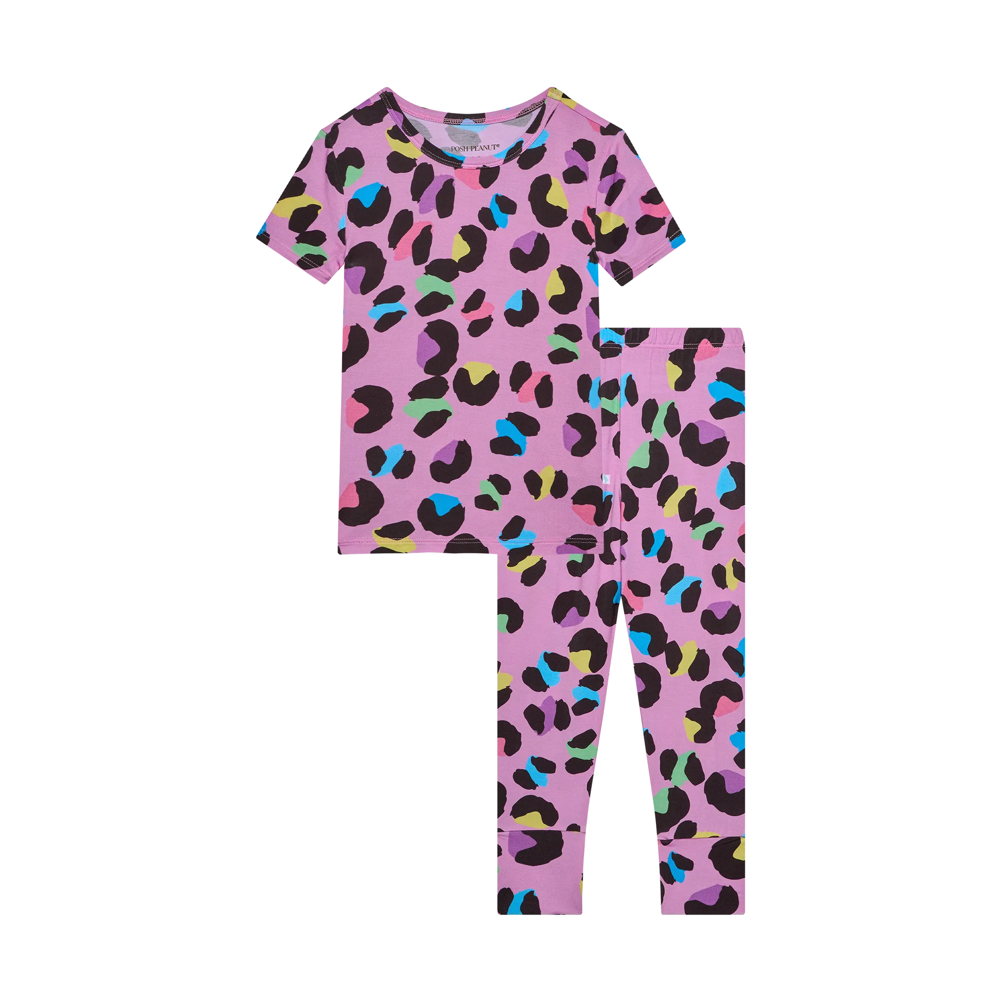 Posh Peanut Basic Short Sleeve Pajamas - Electric Leopard