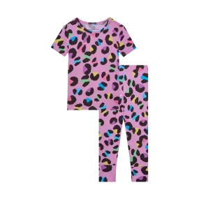 Posh Peanut Basic Short Sleeve Pajamas - Electric Leopard