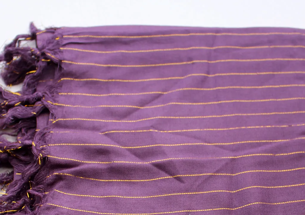 Purple Jari Scarf with Golden Lining