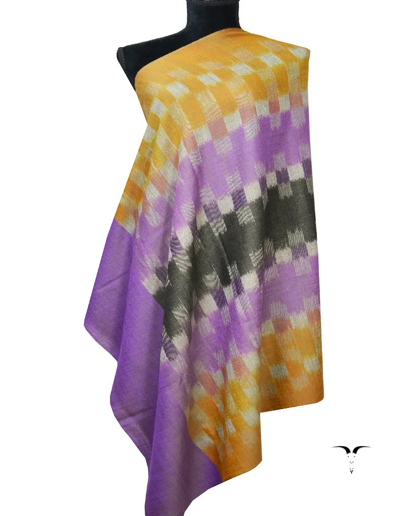 Purple Yellow and Black Ekat Pashmina Shawl 7177