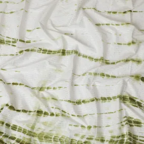 Refreshing Green and White Tie-Dye Cotton Lawn Fabric with Sequin Stripes, 110 cm Width-D19659