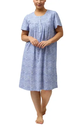 Schrank 100% Cotton Nightgown with Short Sleeve in Blue Indi SK318I