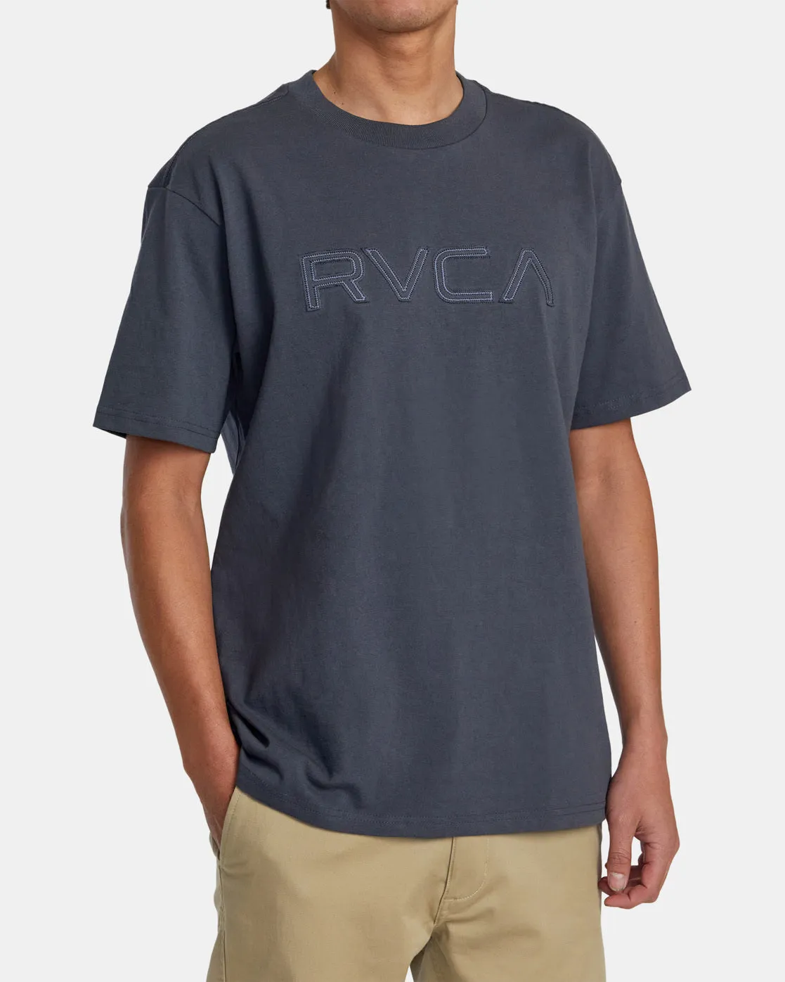 Stitched RVCA Tee - Garage Blue