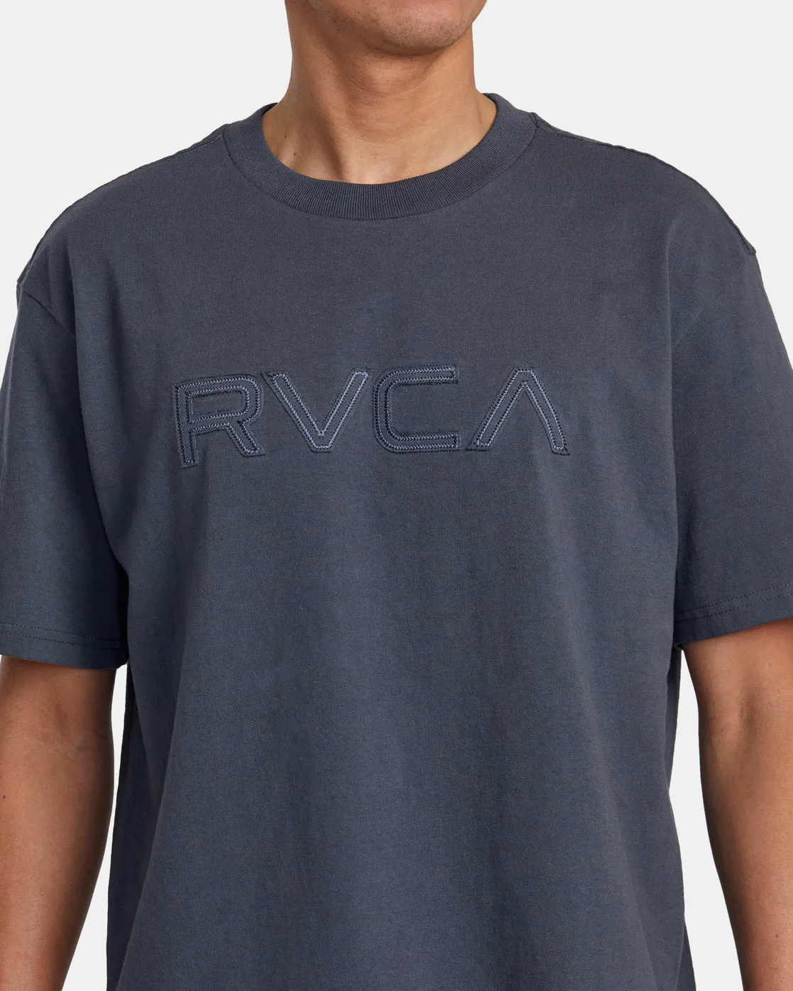 Stitched RVCA Tee - Garage Blue