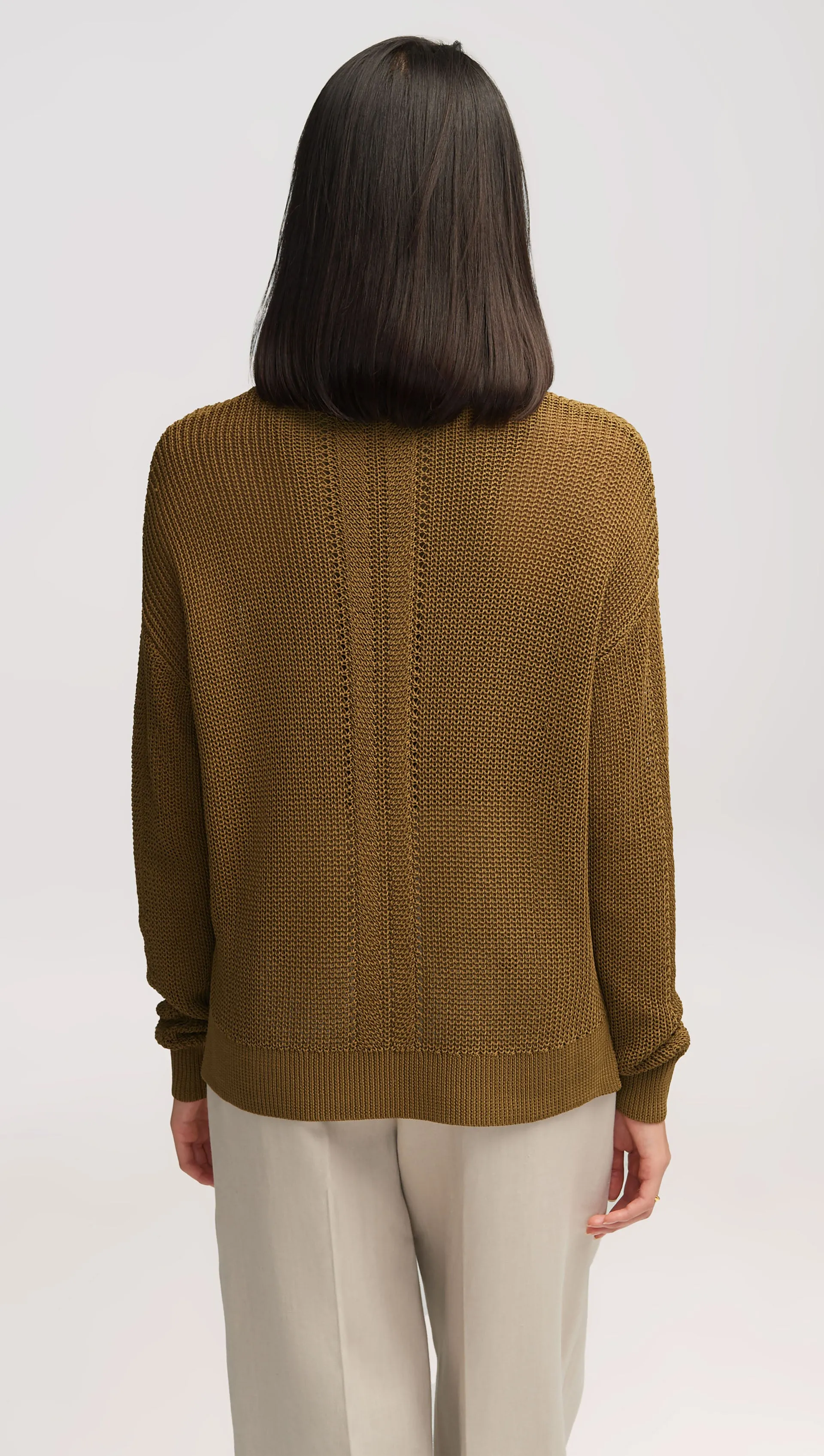 Summer Sweater in Mercerized Cotton | Khaki Green