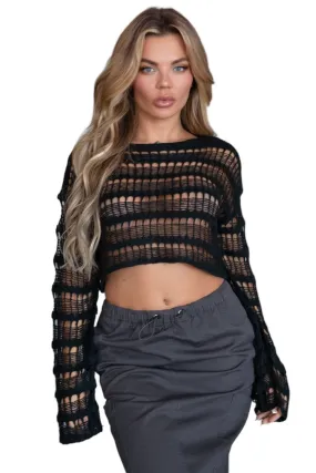 TIC TOC - Kelsh - Knit Cropped Long Sleeve Top