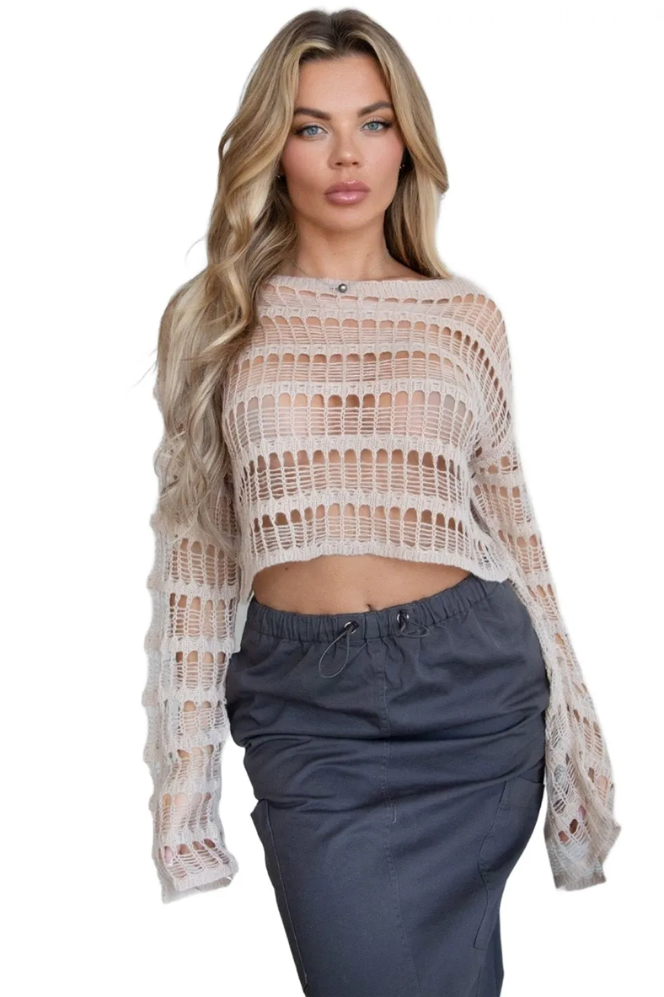 TIC TOC - Kelsh - Knit Cropped Long Sleeve Top