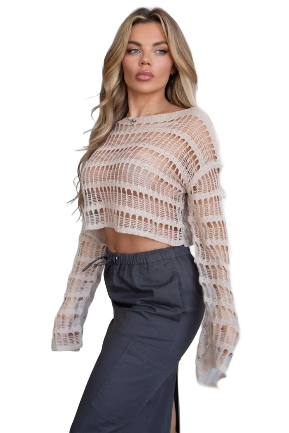 TIC TOC - Kelsh - Knit Cropped Long Sleeve Top