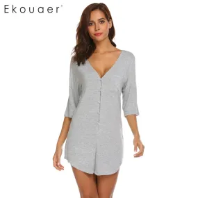 VenusFox V-Neck Soft Sexy Nightgown Sleepwear