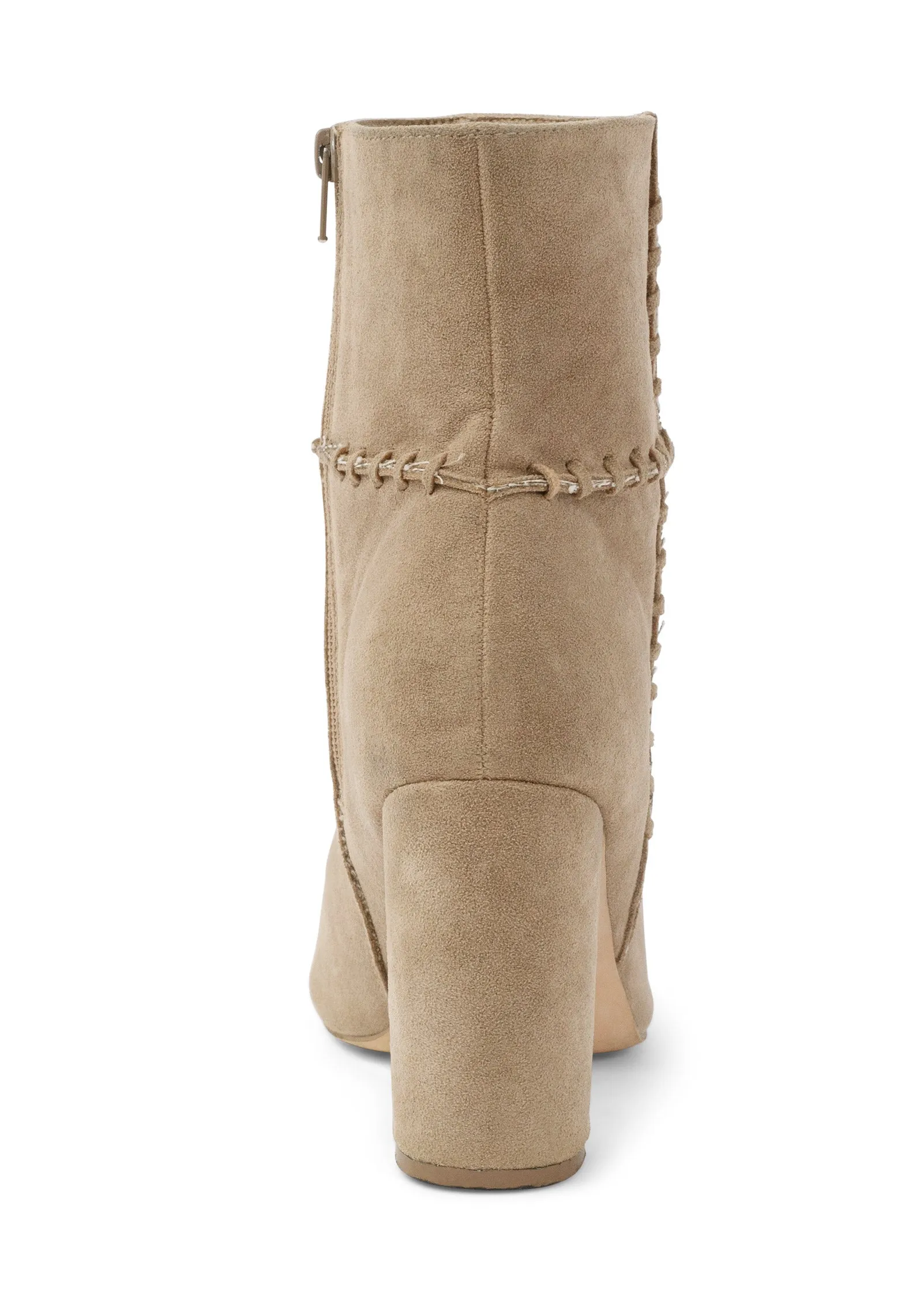 Whipstitch Peep Toe Booties - Taupe