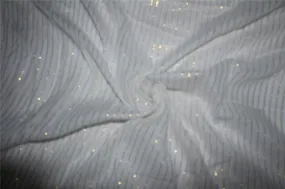 White cotton fabric with Gold color stripe lurex weave 44" wide [8982]