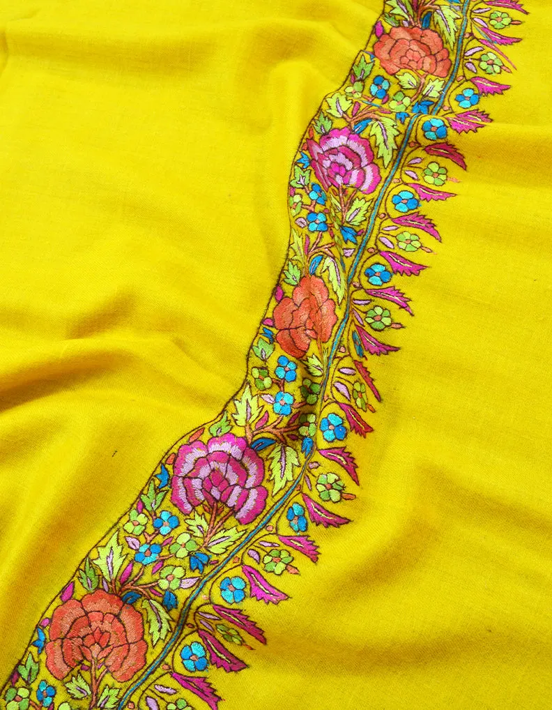 yellow Embroidery pashmina shawl 7316