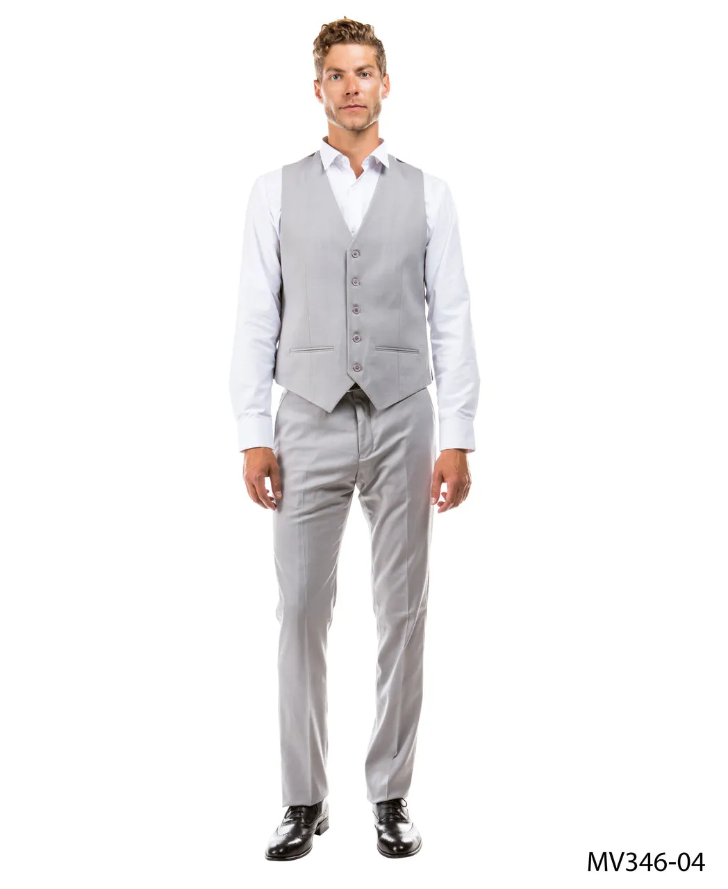 Zegarie Suit Separates Light Grey Solid Men's Vests